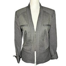 Etcetera Nwt Black / Dark Gray Blazer Zipper Detail Women's Size 4