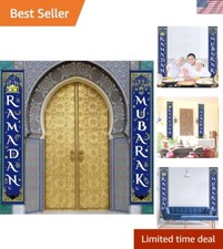 Eid Al-Fitr Hanging Decoration Set - 2 Blue Banners for Festive Celebrations