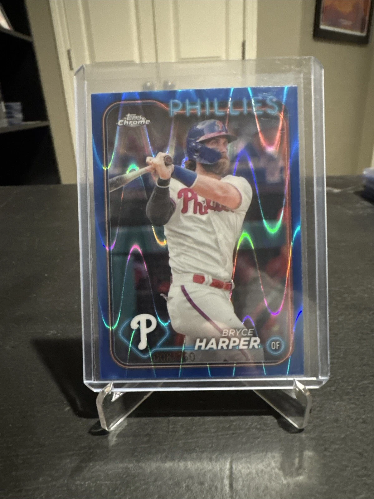 2024 Topps Chrome - #62 Bryce Harper Blue Raywave #/150