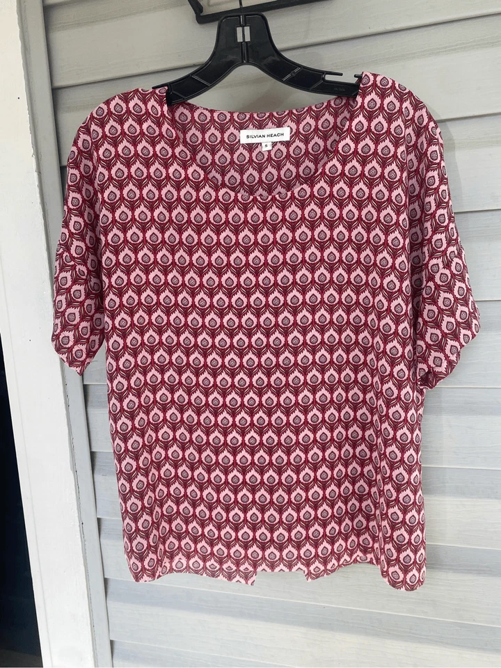 Blusa Silvian Heach Peacock Top, Rosa Vermelha, Tamanho Pequeno - Imagem 4 de 4