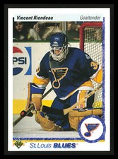 Vincent Riendeau 1990-91 Upper Deck Hockey NHL #152a St. Louis Blues ROOKIE