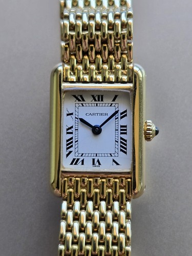 Cartier Louis 86601 Paris 18k Yellow Gold Milanese Bracelet Vintage Tank