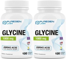 Puregen Labs Glycine  1000 mg 100 Veg Capsules  2Pk  Exp. 07/27