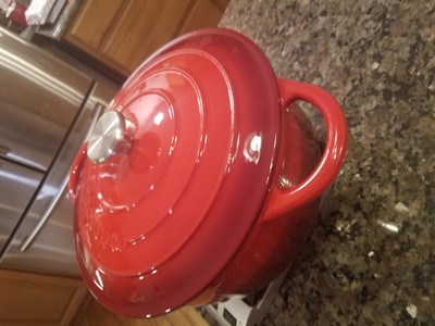 Cast Iron Dutch Oven with Lid  6L Non Stick Enamel Casserole Pot - By Nuovva RED