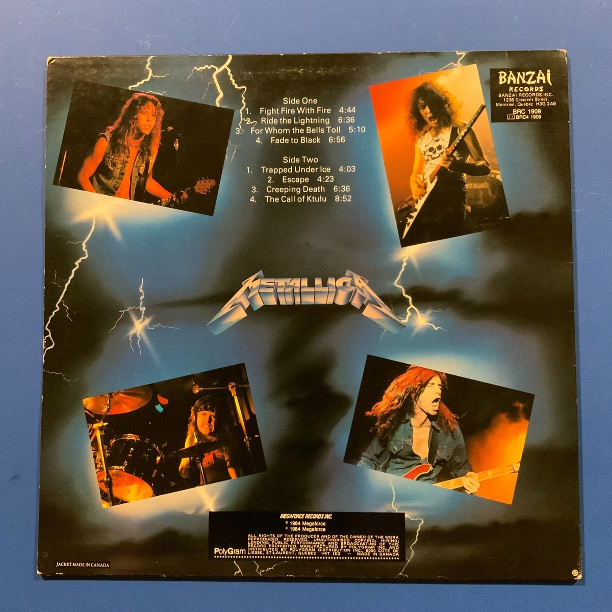 Metallica ‎– Ride The Lightning LP (1984) Banzai Records – BRC