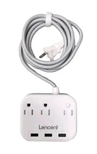 White Power Strip with 3AC Outlets And 3 USB-A Charging Ports WSS-603-3U