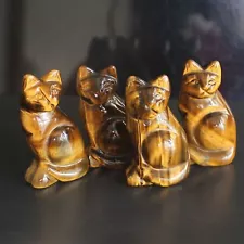 2'' Carved quartz gemstome crystal cat figurine animal carving statue decor