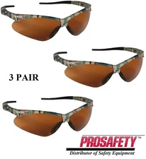 Jackson NEMESIS KleenGuard Safety Glasses 19644 Camo Frame Bronze Uncoated 3 PR