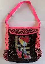 JUSTICE Pink LOVE Zebra Patterned Holographic...