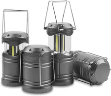 4-PK LED Camping Lanterns, Battery Powered Power Outage Flashlight Hanging Light