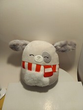 Squishmallow Holiday Ivy The Gray Dog 7.5  With Scarf Kellytoy 2022 Plush