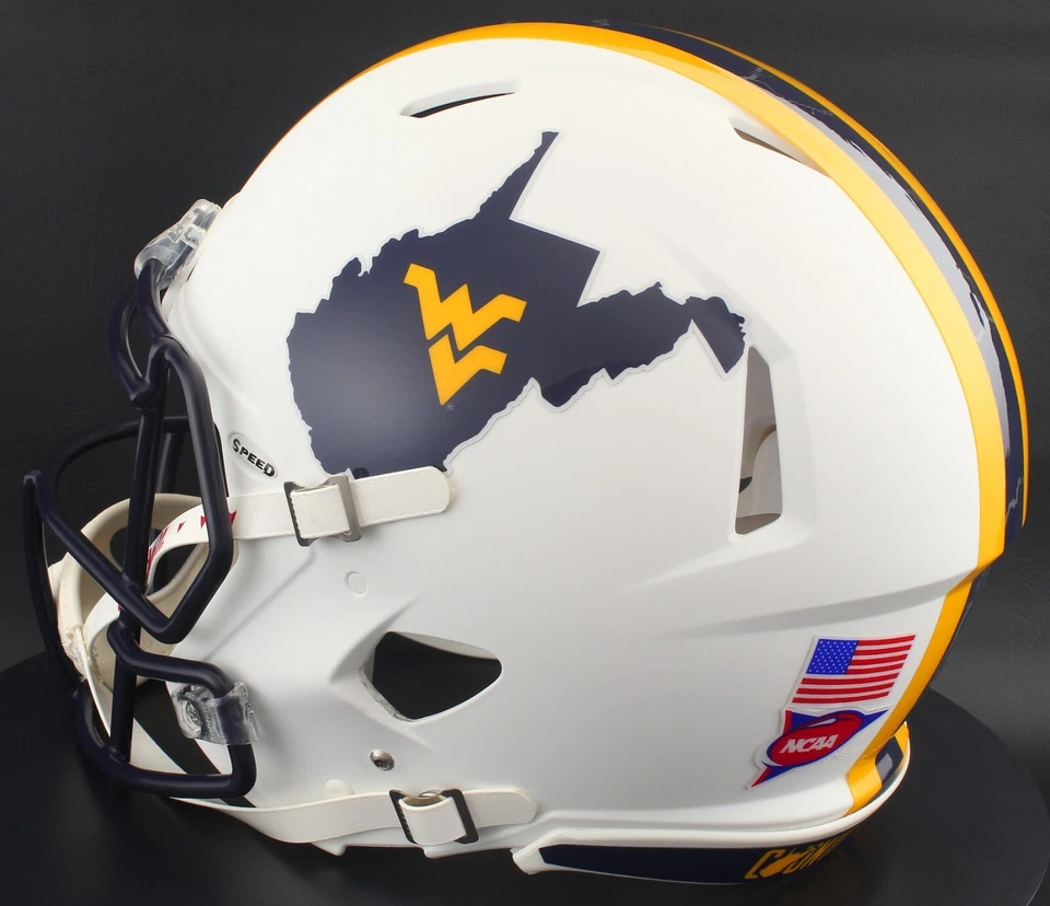 WEST VIRGINIA MOUNTAINEERS Riddell Speed Full Size AUTHENTIC Football Helmet - Image 3 of 4