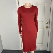 Reformation Jeanne Women's Dress Small Ribbed Crewneck L/S Knit Tencel L17