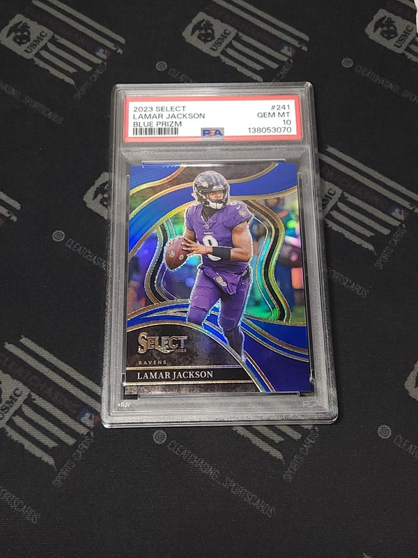 2023 Panini Select - Club Level Lamar Jackson #241 Blue Prizm /99 PSA 10 Ravens