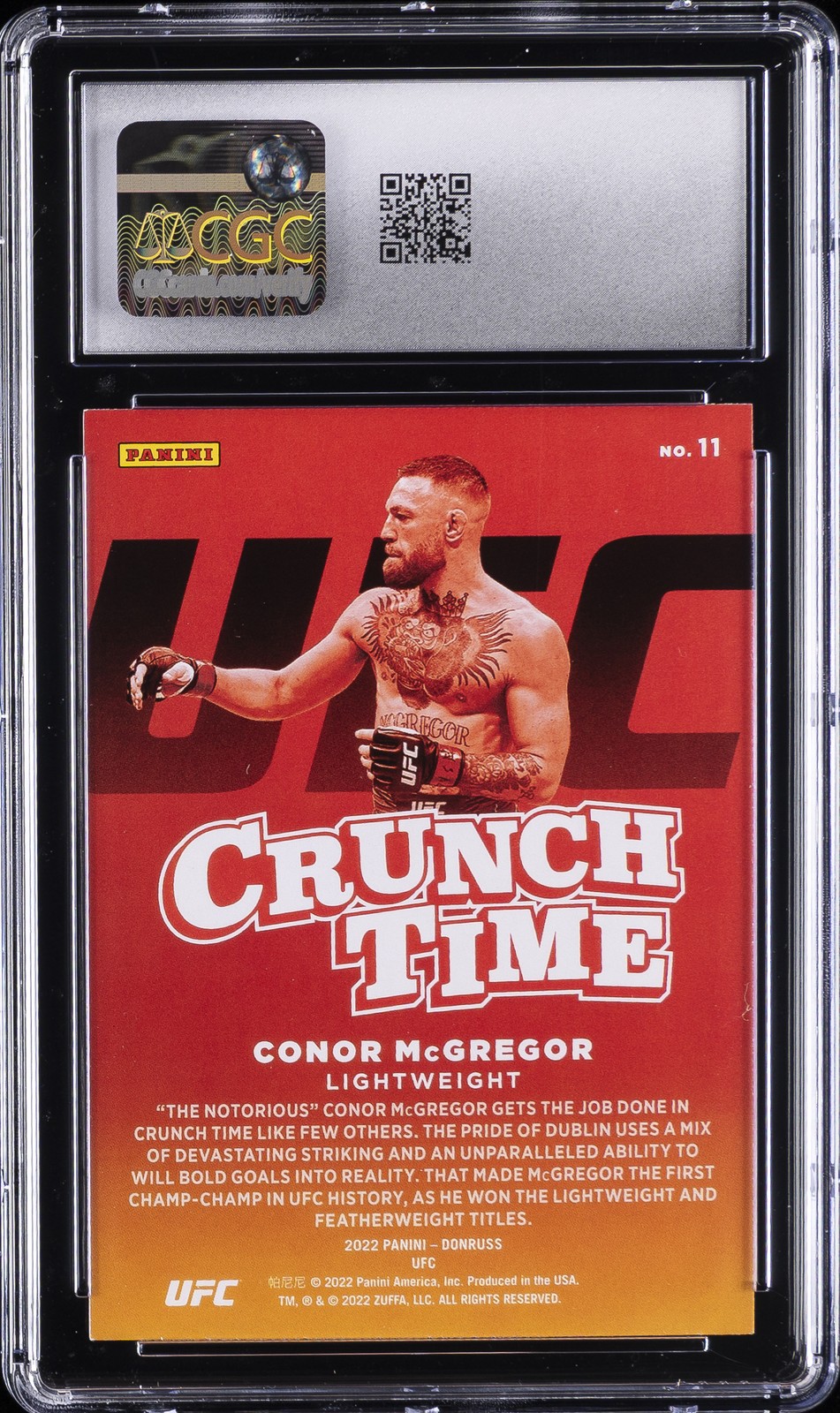2022 DONRUSS UFC CRUNCH TIME #11 CONOR MCGREGOR CGC 9 view 2