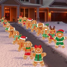 Aodaer 16 Pieces Christmas Gingerbread Man Yard Sign with Timed Multicolor