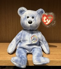 Ty Beanie Baby Blue Peace Bear