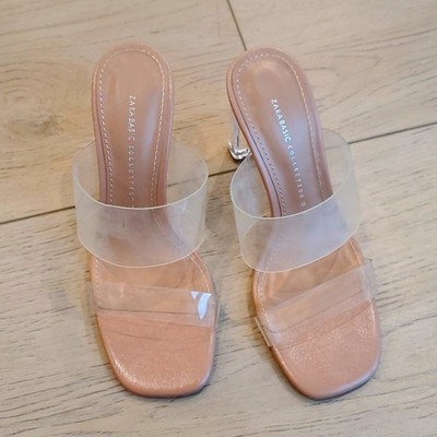Zara Basic Collection Clear Nude Heel Sandals Size 38/ 7.5 US