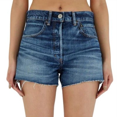 Moussy Ford Fray Hem Button Fly Shorts Dark Blue