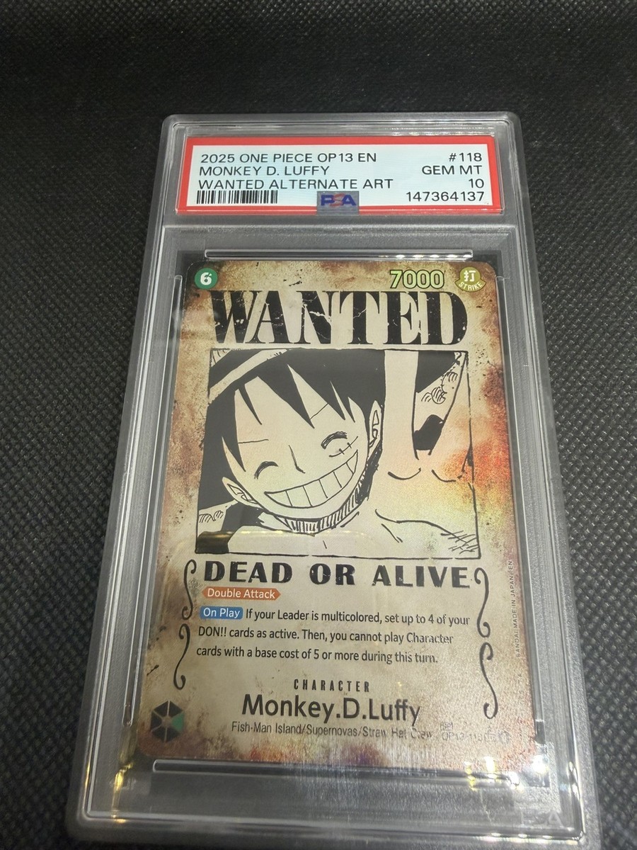 2025 One Piece OP13 EN Monkey D Luffy Wanted Alternate Art #118