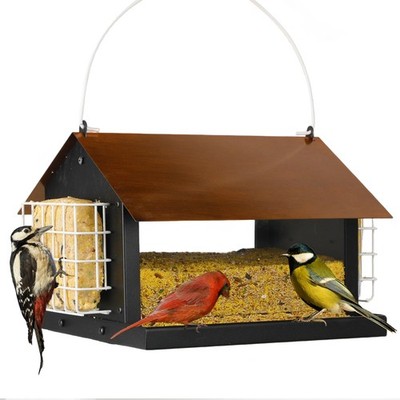 Solution4Patio Bird Feeders for Outdoors Hanging, All Metal, Double Suet Cake...