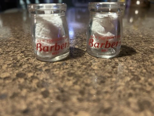 Vintage Barber’s Milk Creamer Bottles. Lot of 2. Glass