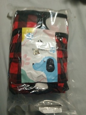 Three Pack Petbank Dog Diapers Blue/Black/Red Plaid Size Small New In Package