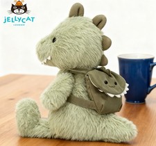 Jellycat Dinosaur Backpack Plush Toy - 24cm Light Green  +Bag, Plushy Soft Buddy