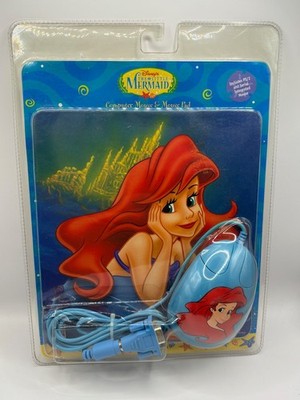 2 sets of Disney Little Mermaid Ariel Computer Mouse And Mouse Pad Serial & PS/2
