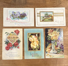 1911 Best Wishes Greetings & Flowers Embossed Postcards Lot of 5 Posted — photo 1