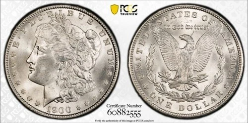 1900 Morgan Silver Dollar GEM BU PCGS MS65