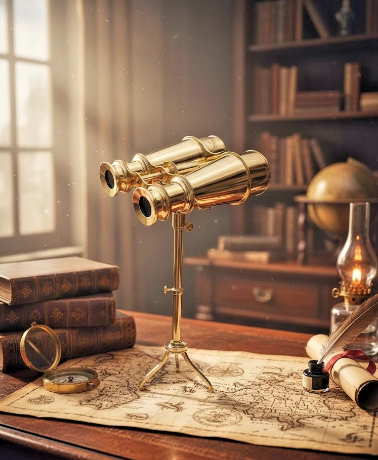 Classic Brass Binoculars with Tripod – Vintage Maritime Desk Decor - Image 2 of 4