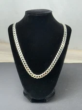 Italy 925 Men's Sterling Silver Diamond Cut Cuban Curb Chain 8.4mm 24”  42 Grams