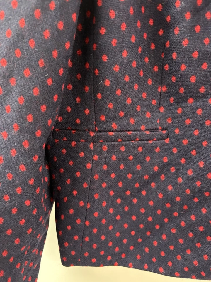 Blazer Boden para mujer 18R azul marino rojo lunares chaqueta de lana tweed británico nuevo con etiquetas Foto 2 de 4