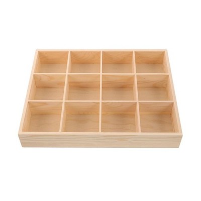 Wooden Storage Box for Socks Underwear and Ties Beige Drawer Divider Organizer