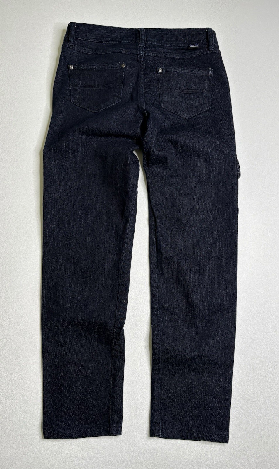 Patagonia Low Rise Iron Clad Dark Wash Blue Denim Cargo Jeans Womens 30 x 28 thumbnail 7