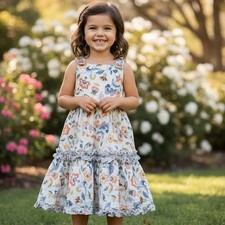 Tahari Floral Tiered Sleeveless Dress Girls Size 4 Years Ruffled Boho Party