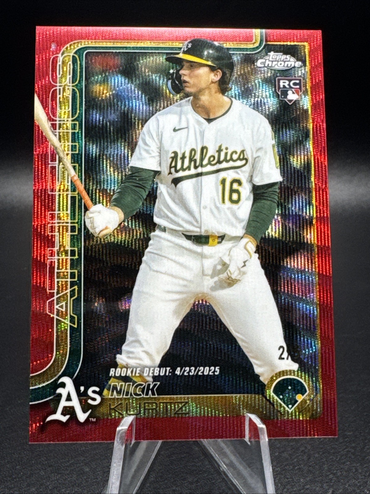 2025 Topps Chrome Update Nick Kurtz Rookie /5 Red Wave Refractor Debut #USC180