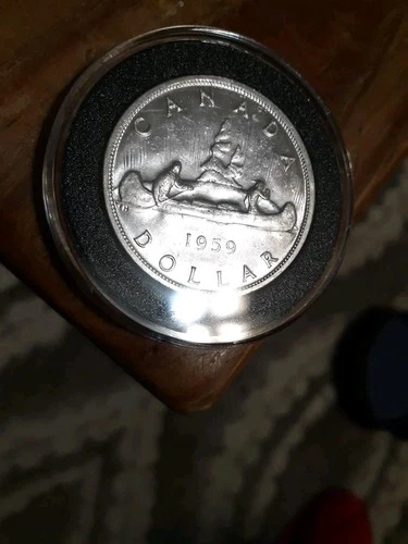 1966 Canada Silver Dollar Uncirculated Voyager Canoe With 2 Native Americans XOX