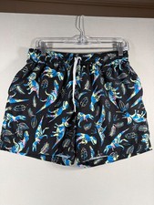 Chubbies Medium Black Swim Shorts with Colorful Dinosaur Print