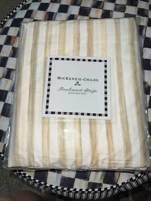Mackenzie Childs Parchment Stripe Queen Bed Skirt