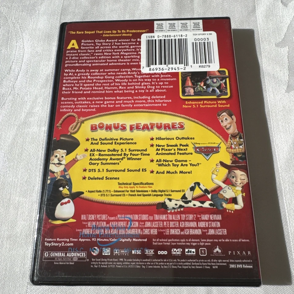 Toy Story 2 (DVD, 1999, Widescreen, 2 Disc Set) Brand New Sealed Disney - Image 4 of 4