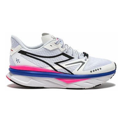 Women's Diadora Atomo V7000-2, White/Surf The Web/Pink Fluo, 6.5 B Medium US