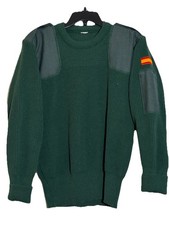 Spanish Army Commando Sweater Mens Small Green Wool Military Pullover Jumper 38