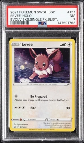 2021 POKEMON SWSH BLACK STAR PROMO #127 EEVEE-HOLO PSA 7
