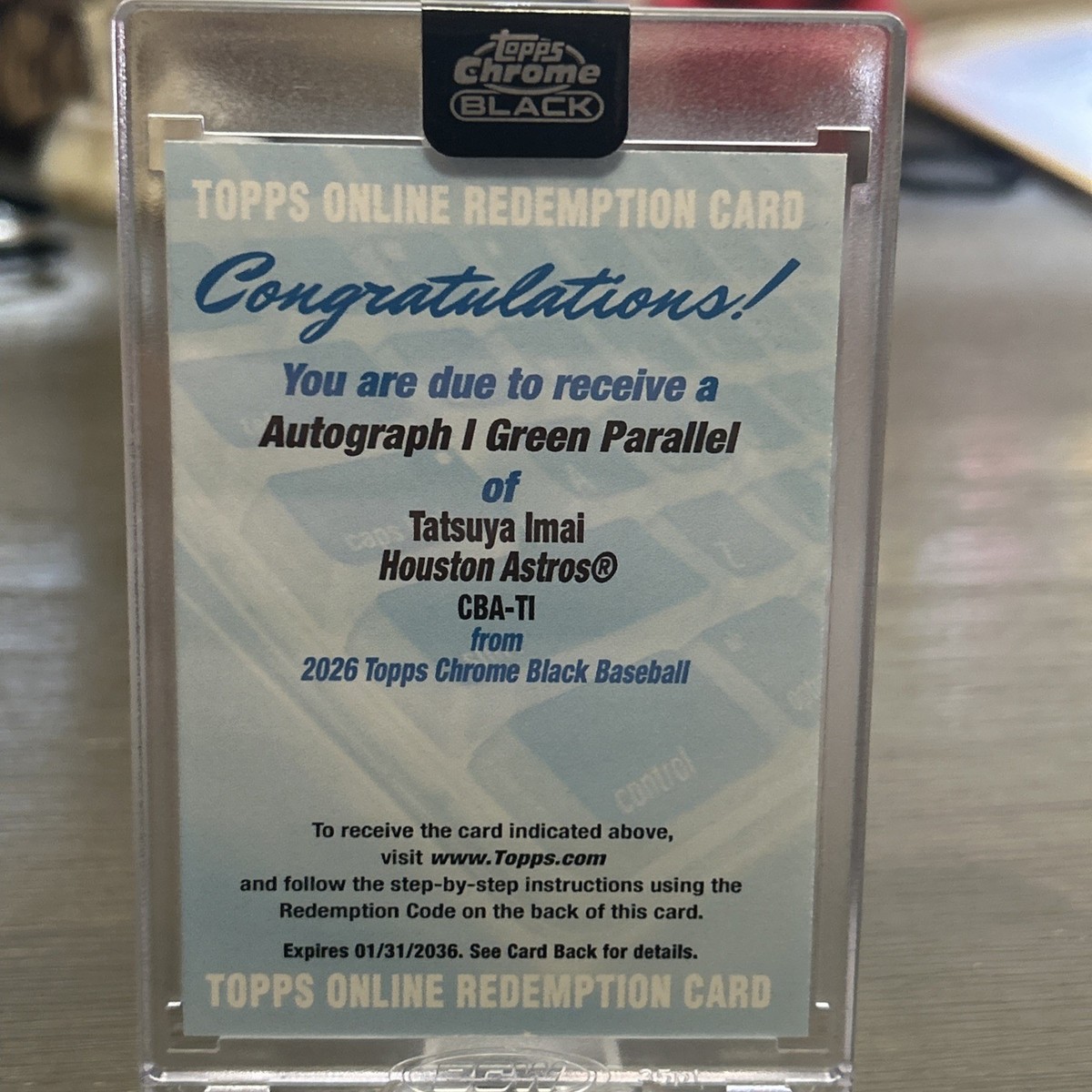 ASTRO　ウヌ　握手券 2026 Topps Chrome Black Tatsuya Imai Green Parallel Auto