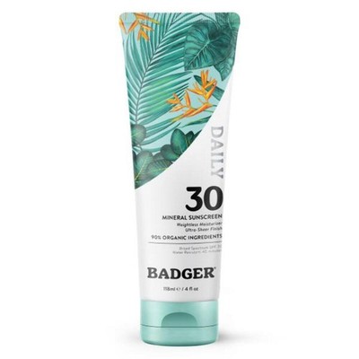 1/28 Badger Mineral Daily Sunscreen with Zinc Oxide, SPF 30, Larger Tube, Lightw