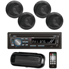 Pyle Bluetooth Marine Stereo Radio Receiver  4x 6.5'' Speakers - Bundle