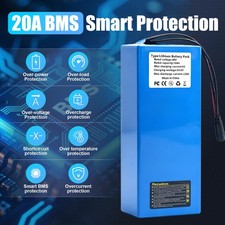 48V 10Ah Battery with 20A BMS,Waterproof PVC Layer for 250w-1000w DIY Projects