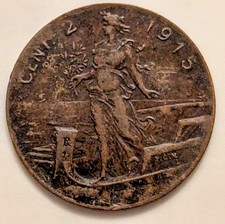  Italy, Vittorio Emanuele III, 5 Centesimi, 1915, Rome, Bronze. EF-XF? 